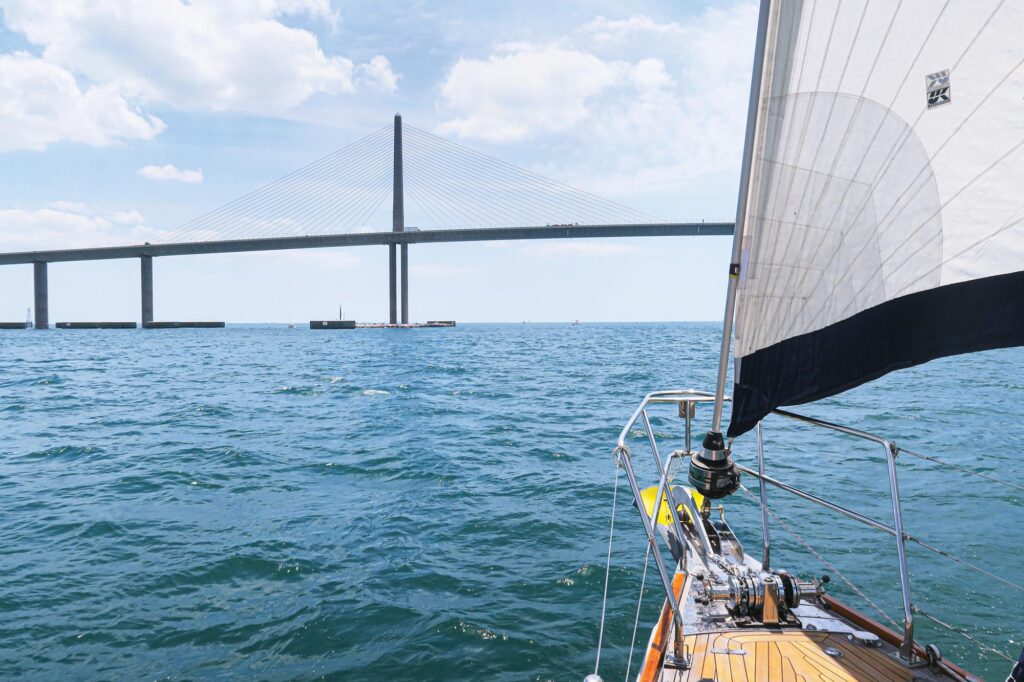 Sailing under Tampa Bay’s Sunshine Skyway Bridge