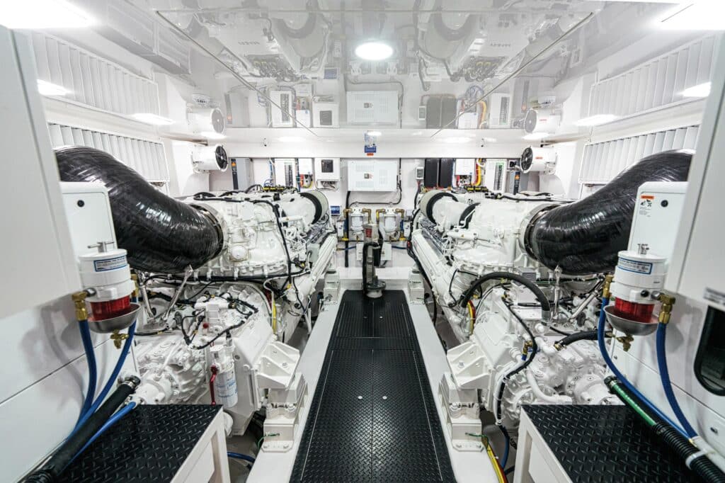 Viking Yachts 90 Sky Bridge engine room